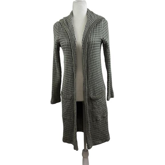 Mod-o-Doc Green Waffle Knit Hoodie Cardigan Sweater Coat XS Pockets 100% Cotton - Picture 13 of 13